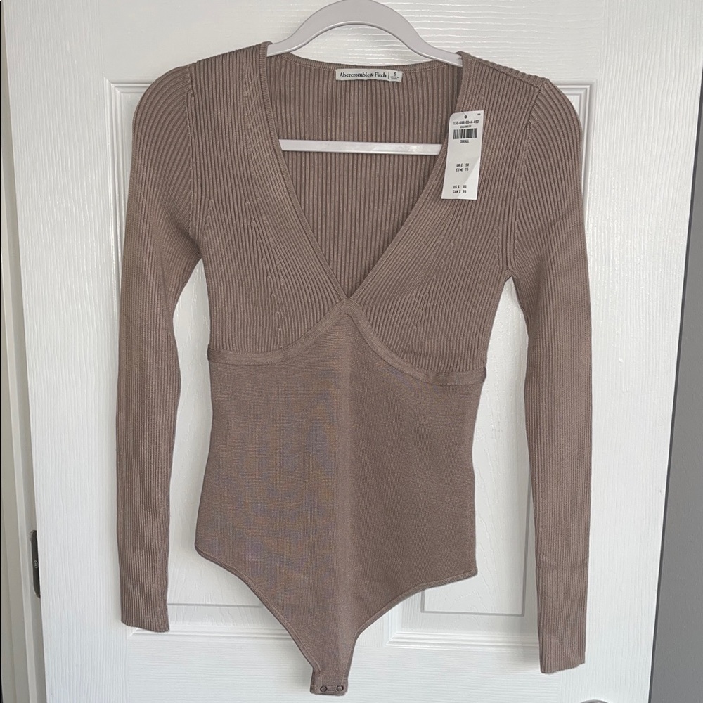 Abercrombie & Fitch Taupe Ribbed Bodysuit